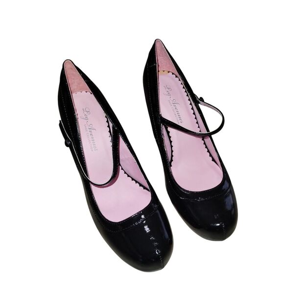 Leg Avenue Mary Jane High Heels Black Patent Women's Size 9 Retro Pinup - Picture 7 of 8